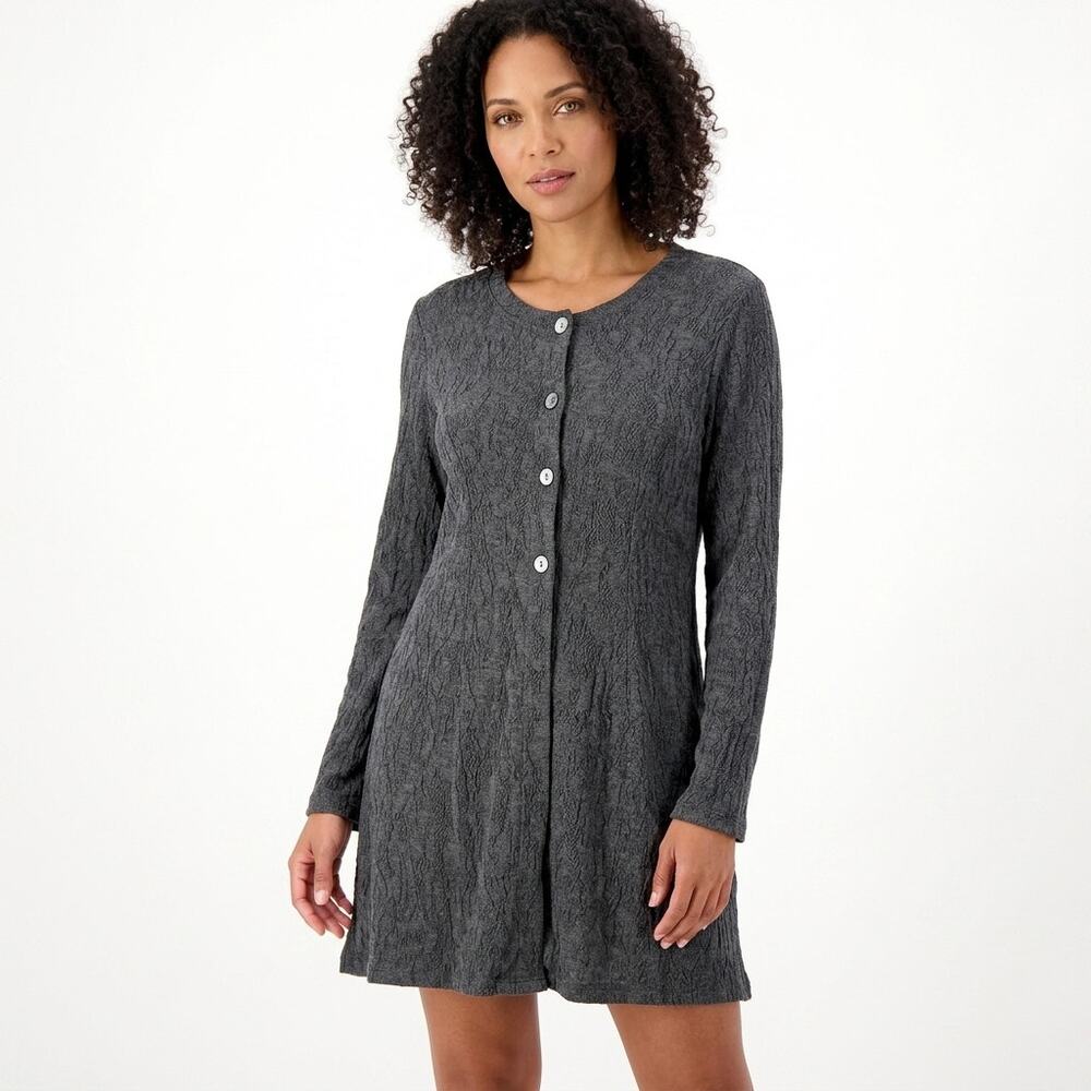 Vintage Chaus Acetate Blend Made in USA Gray Shift Short Dress Women Size L
